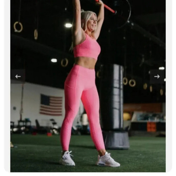 ZYIA ACTIVE Neon Coral Flower Power Lux High Rise Leggings Pink Size 6/8 - Picture 1 of 10